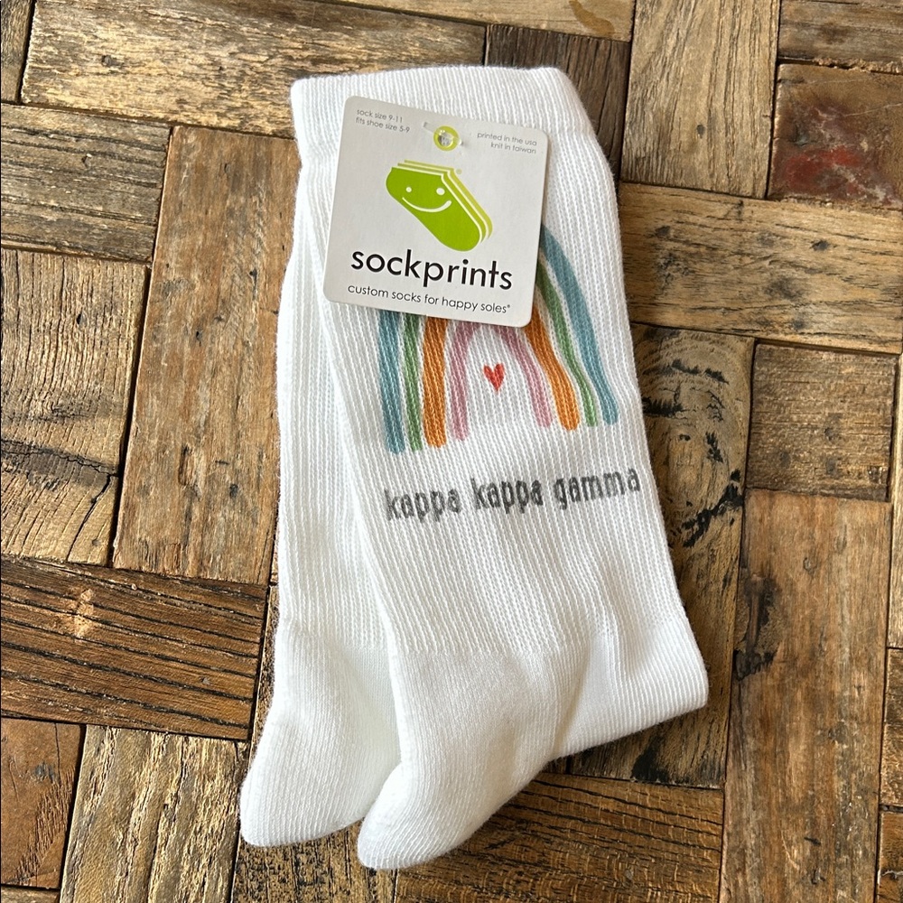 Kappa Kappa Gamma Sockprints Crew Socks NWT
